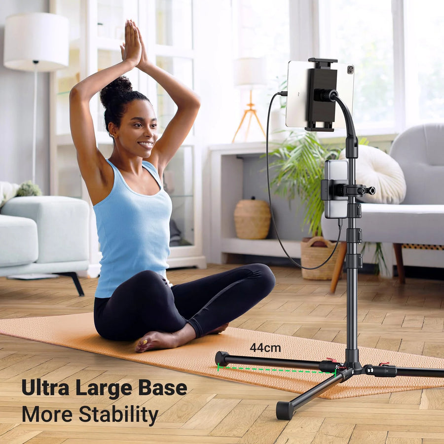UGREEN LP241 iPad Tablet Tripod Floor Stand - 68-Inch Height Adjustable - Compatible with iPad Pro 12.9, iPad Air Mini 6 5 4 3 2, iPhone All 4.7-12.9" Tablets Cell Phones