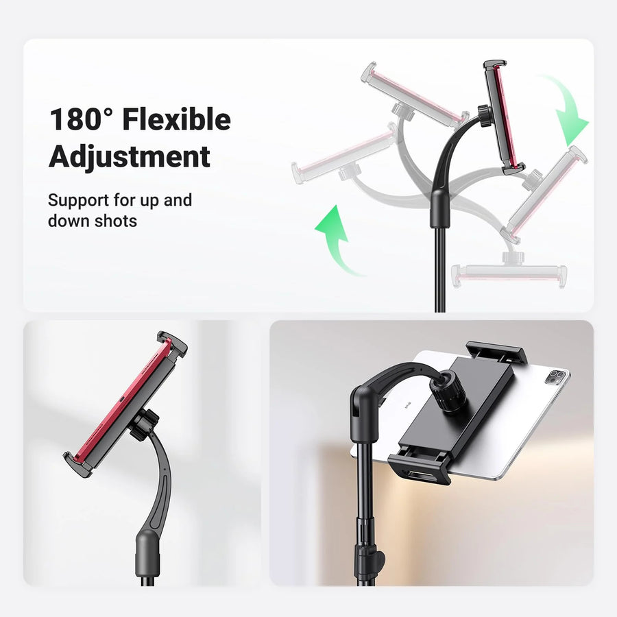 UGREEN LP241 iPad Tablet Tripod Floor Stand - 68-Inch Height Adjustable - Compatible with iPad Pro 12.9, iPad Air Mini 6 5 4 3 2, iPhone All 4.7-12.9" Tablets Cell Phones