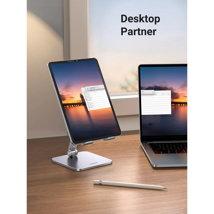 UGREEN LP134-40393 iPad Tablet Aluminum Stand - Foldable - Sturdy and Thick Base - Compatible For 4-12.9" iPhone iPad Pro Air Mini Devices