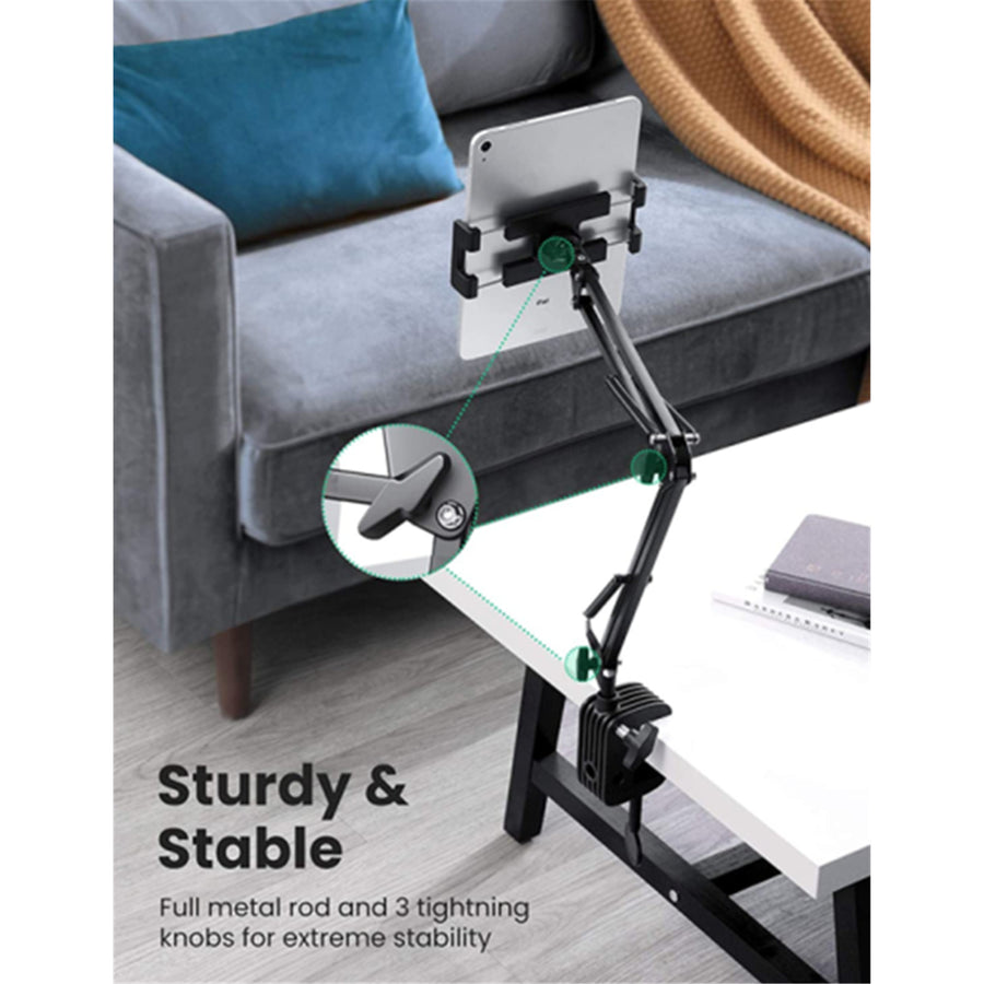 UGREEN 50394 Tablet / Phone Stand - Black, Folding Long Arm, Support with 4-12.9" Smart Phone / iPad / Nintedo Switch / Kindle