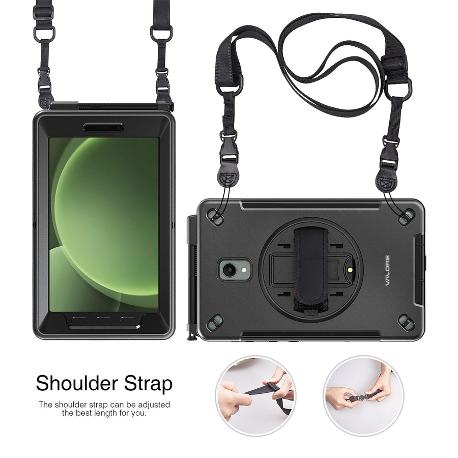 Valore Rugged Tablet Case With Shoulder Strap  / Hand Strap, screen protector & Kick-Stand  for Samsung Galaxy Tab Active 5 Tablet
