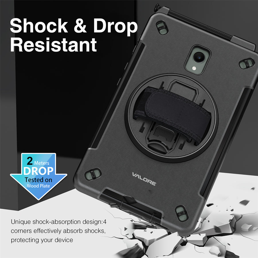 Valore Rugged Tablet Case With Shoulder Strap  / Hand Strap, screen protector & Kick-Stand  for Samsung Galaxy Tab Active 5 Tablet