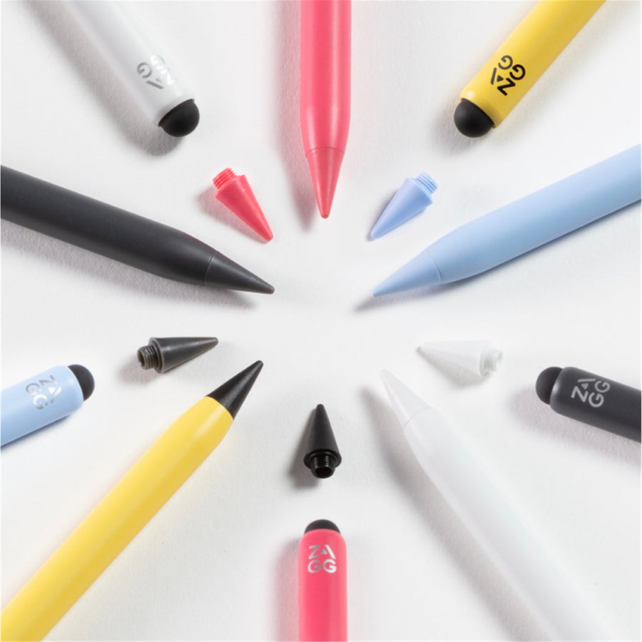 ZAGG Pro Stylus 2 Universal Stylus ( Weiß ) - Aktiver Dual-Tip-Stylus mit kabelloser Ladefunktion - Für alle iPads ab 2018 (NICHT kompatibel mit iPad Pro (M4))