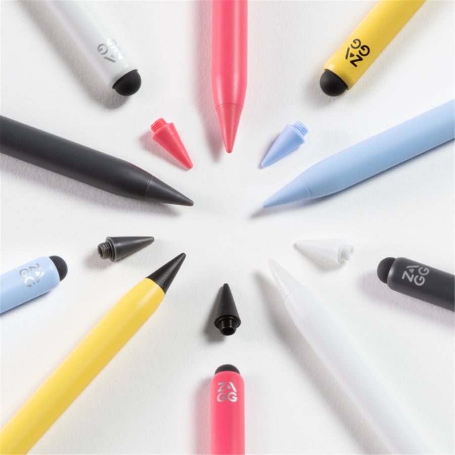 ZAGG Pro Stylus 2 Universal Stylus (Gelb) – Aktiver Stylus mit dualer Spitze und kabelloser Ladefunktion – Für alle iPads ab 2018 (NICHT kompatibel mit iPad Pro (M4))