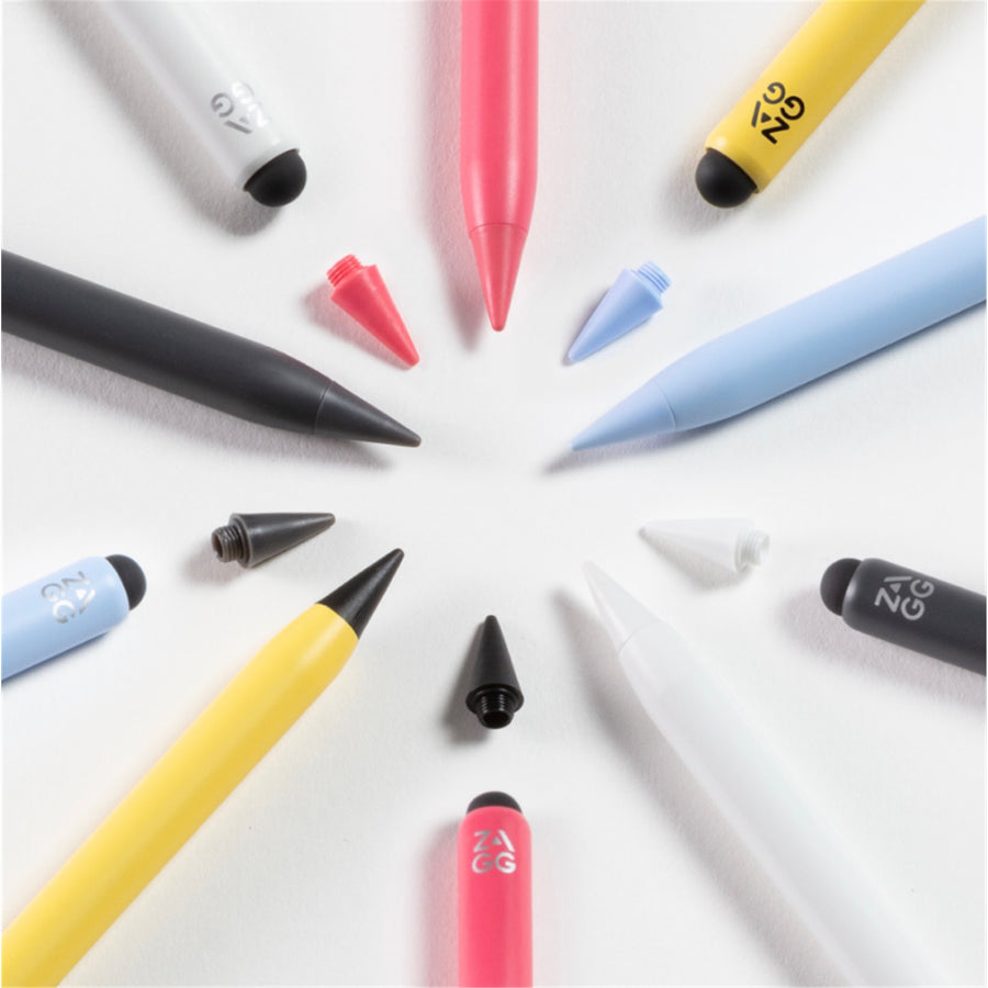 ZAGG Pro Stylus 2 Universal Stylus (Grau) – Aktiver Stylus mit zwei Spitzen und kabellosem Laden – Für alle iPads ab 2018 (NICHT kompatibel mit iPad Pro (M4))