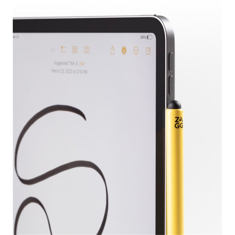 ZAGG Pro Stylus 2 Universal Stylus (Grau) – Aktiver Stylus mit zwei Spitzen und kabellosem Laden – Für alle iPads ab 2018 (NICHT kompatibel mit iPad Pro (M4))