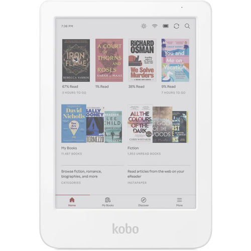 N367-KU-WH-K-CK - KOBO CLARA COLOUR WHITE 6" E INK COLOUR DISPLAY COMFORT LIGHT PRO & WATERPROOF E-READER