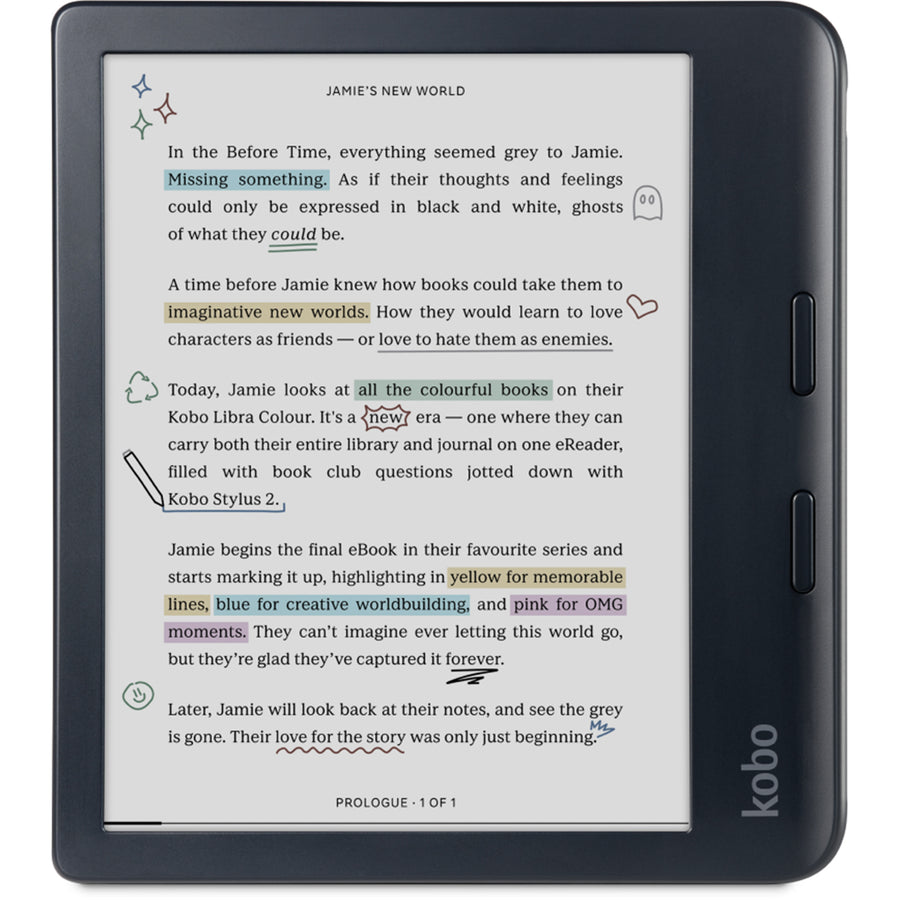 Kobo Libra Color + Style 2  Pen Bundle  eReader - Black