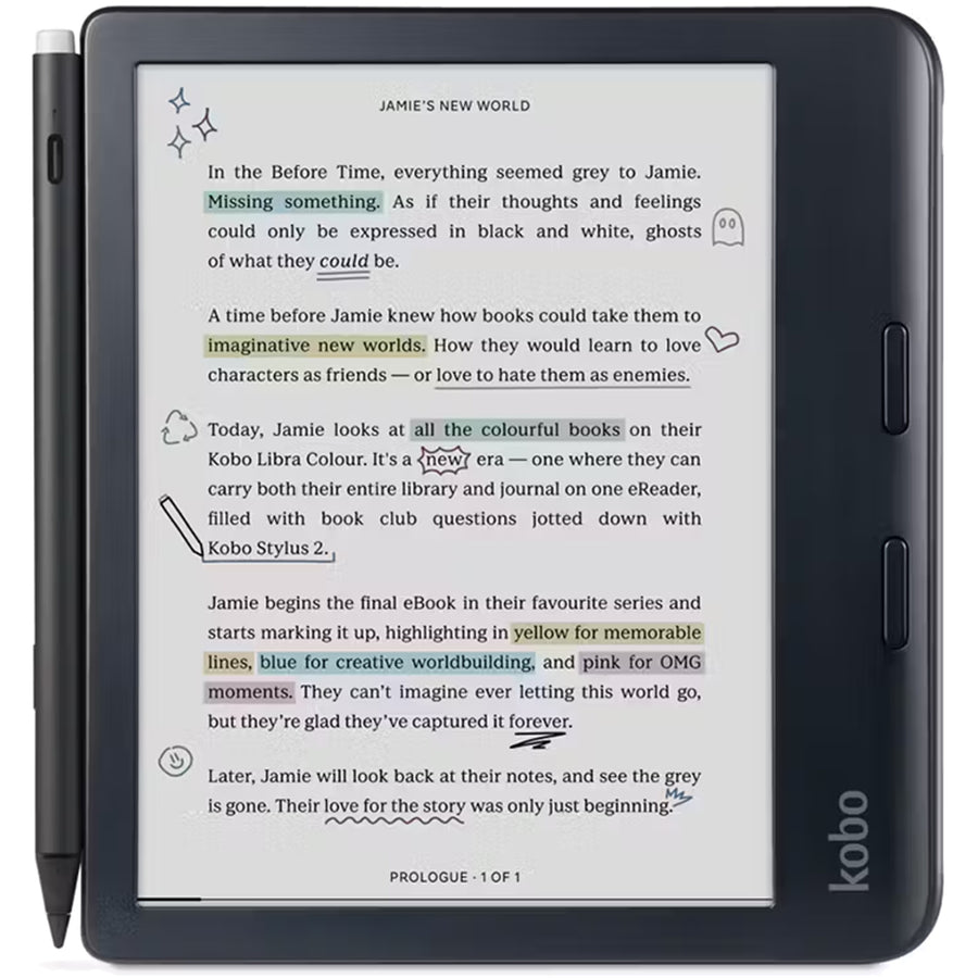 Kobo Libra Color + Style 2  Pen Bundle  eReader - Black
