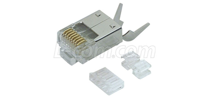 L-com TDS8PC6-50PK - Cat6 Shielded RJ45 Plug with Strain Relief - 50PK