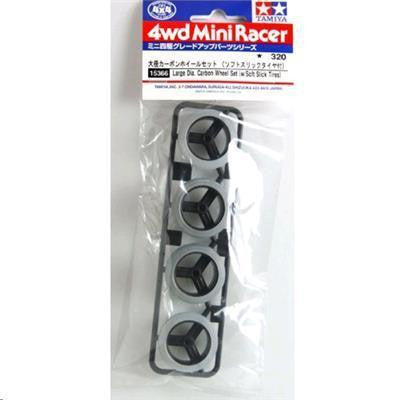 Tamiya 15366 - TAMIYA MINI4WD LG CARBON WHEEL W/SOFT SLICK
