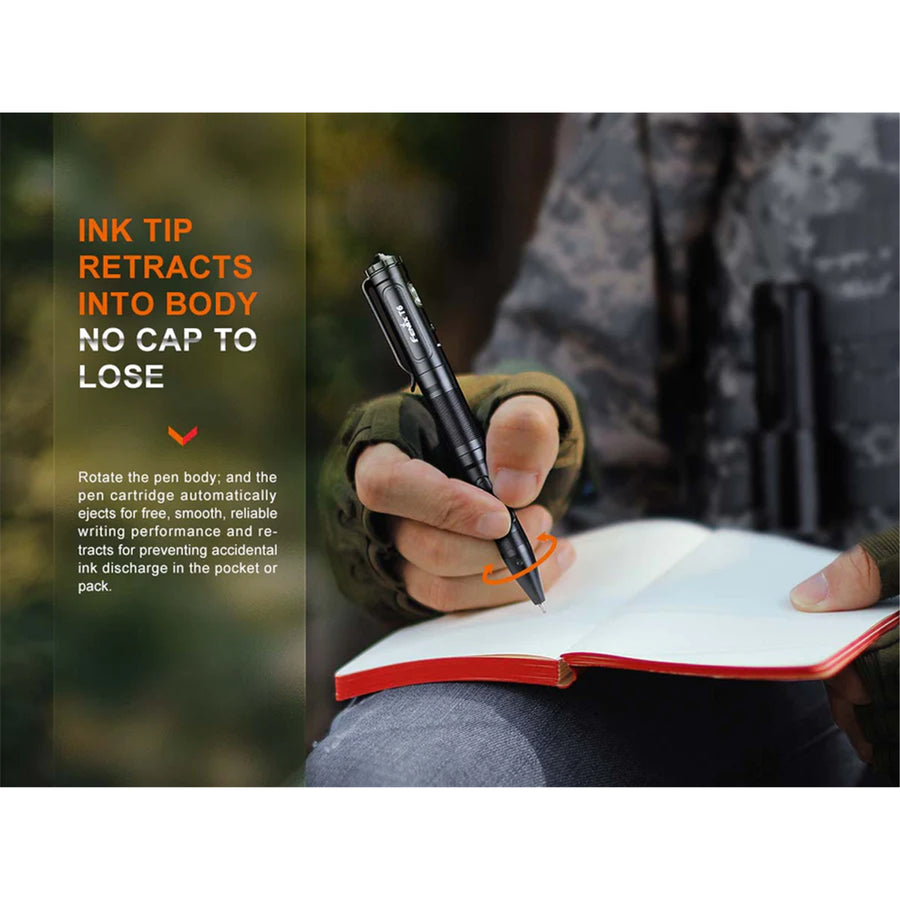 Fenix Tactical & EDC Flashlight T6 Rechargeable LED Pen Black, Penlight / Torch, Max 80 Lumens, Powered by Build-in 100mAH Li-ion Battery & USB-C Charging Port - EDC Designed, Personal Defense, Charging Cable is Included