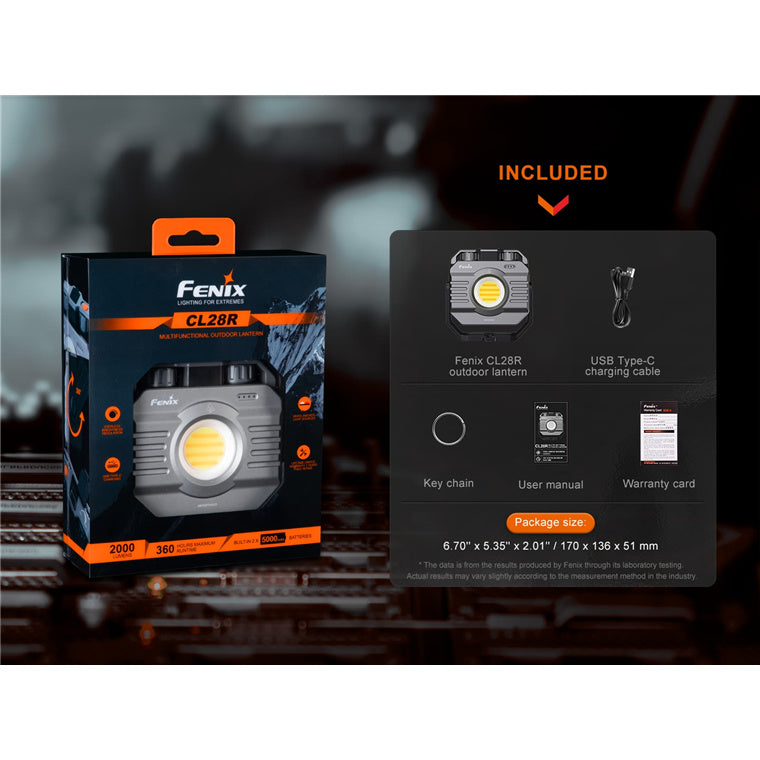Fenix Work & Outdoor CL28R Rechargeable LED Torch / Lantern Max 2,000 Lumens, Built-In 10,000mAh Batteries, 4 Hours Fast Charge Ultra-Long Run Time, Power Bank Function, Hands-Free Mounting w/ Magnetic Handle - 2 Years Free Repair Warranty