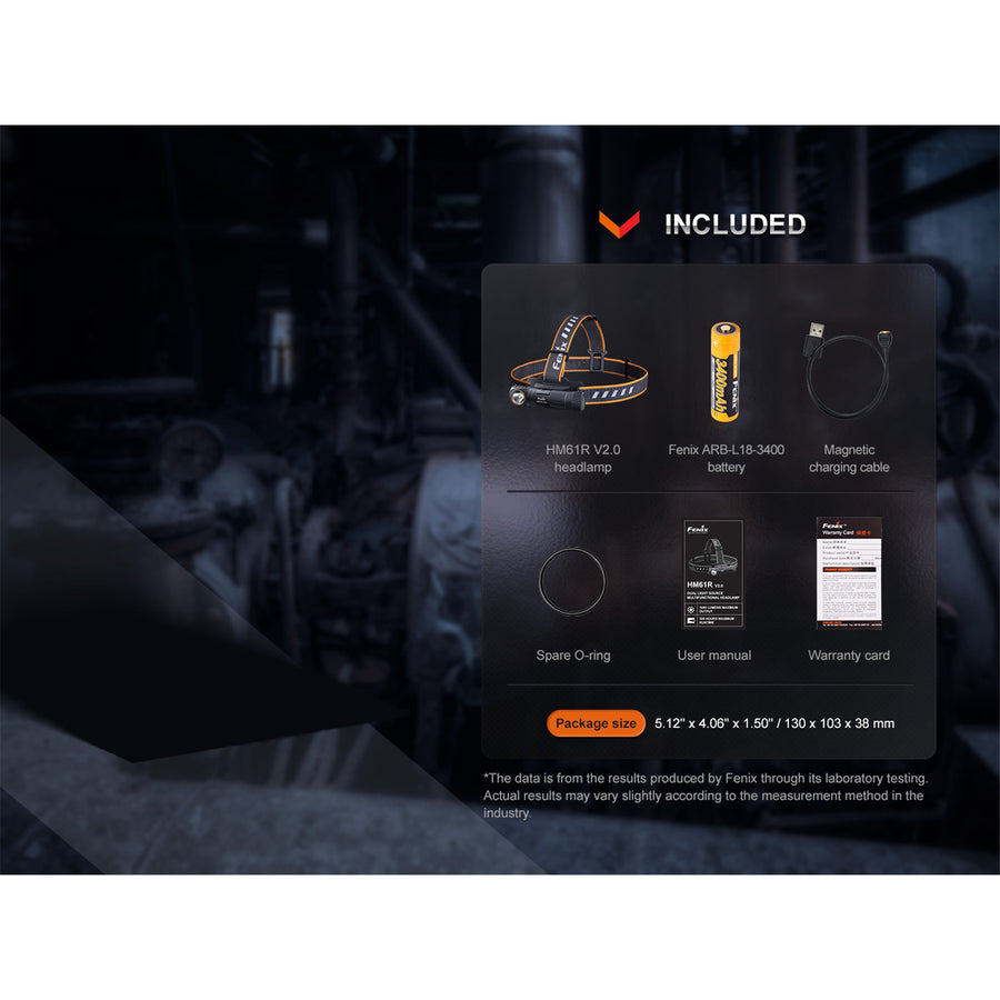 Fenix Work & Outdoor HM61R V2.0 Black Rechargeable LED Headlamp Max 1,600 Lumens Headlamp, Quick-Release Structure, One-key Control, 1 x 18650 3400mAH Li-ion Battery & Magnetic Charging Cable are Included - 5 Years Free Repair Warranty