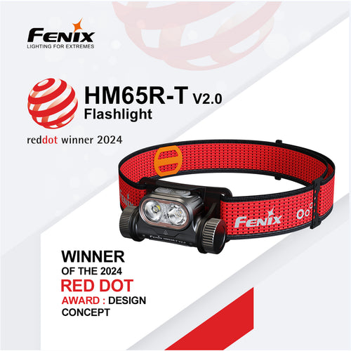 Fenix Camping & Hiking HM65R-T V2.0 Black Rechargeable LED Headlamp Max 1,600 Lumens, Trail Running Jogger LED Headlamp, Powered by 1 x 18650 3400mAH Li-ion Battery & USB-C Charging Cable are Included - 5 Years Free Repair Warranty