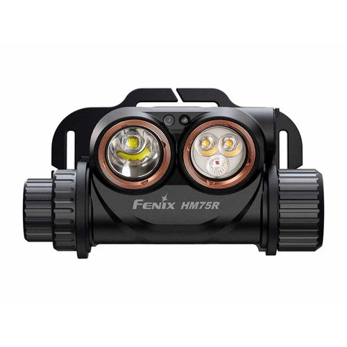 Fenix Work & Outdoor HM75R Black Rechargeable LED Headlamp Max 1,600 Lumens, Max 223m Beam Distance, Two Power Sources, Spotlight, Floodlight, Red Light Combined - Power Bank Function, Including 2 of Different Rechargeable Batteries
