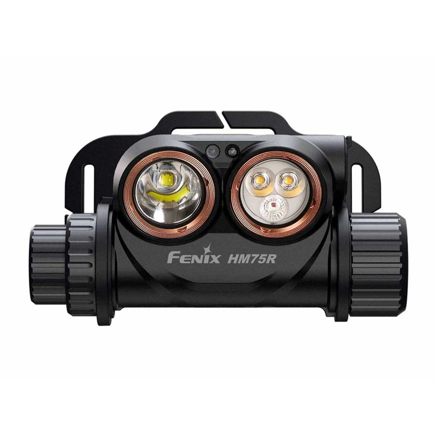 Fenix Work & Outdoor HM75R Black Rechargeable LED Headlamp Max 1,600 Lumens, Max 223m Beam Distance, Two Power Sources, Spotlight, Floodlight, Red Light Combined - Power Bank Function, Including 2 of Different Rechargeable Batteries