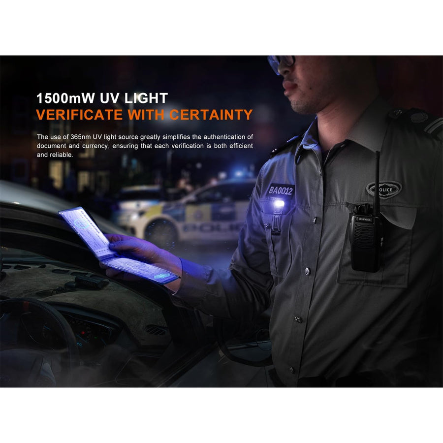 Fenix Everyday Carry Torch SW05R-UV Black Max 150 Lumens + 365nm UV Light, Max 39 Meter Beam Distance, Anti-Counterfeit Authentication, Adjustable Head, Magnetic Tail, Built-in 700mAh Rechargeable Battery, 2-Years Free Repair Warranty (Batt