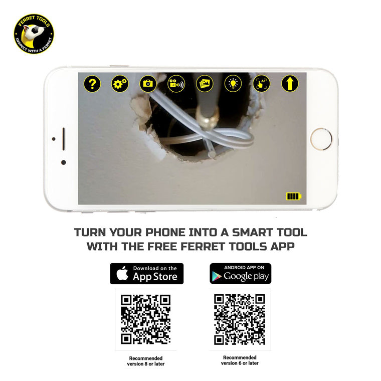 FERRET CFWF50P - Plus - Multipurpose Wireless Inspection Camera & Pulling Tool Kit. 720p HD Streaming.