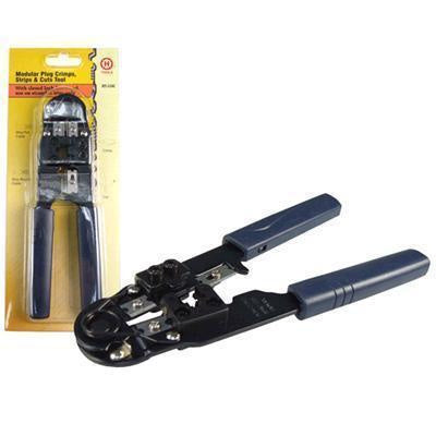 HANLONG CT-8C01 - Modular Metal Crimping Tool. Crimps 8P/8C RJ45 Plugs. Cuts & Strips Round/Flat Cable