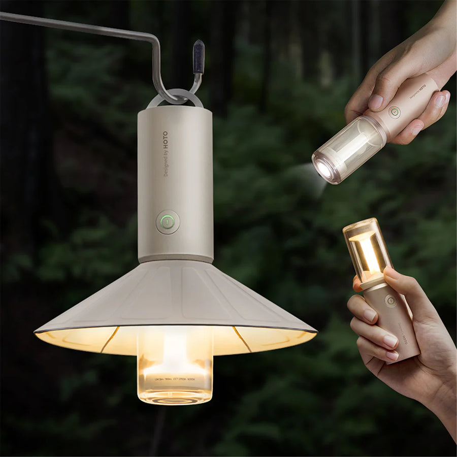 HOTO Multi-function Camping Light 3 modes: camping light, ambient light, flashlight, IPX6 water resistance, 180 measured lumens, 3100mAh lithium battery