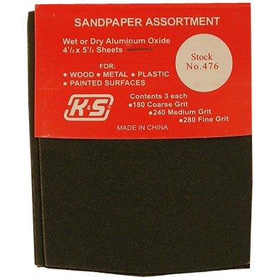 K S Wet & Dry Sandpaper - 3 Assorted