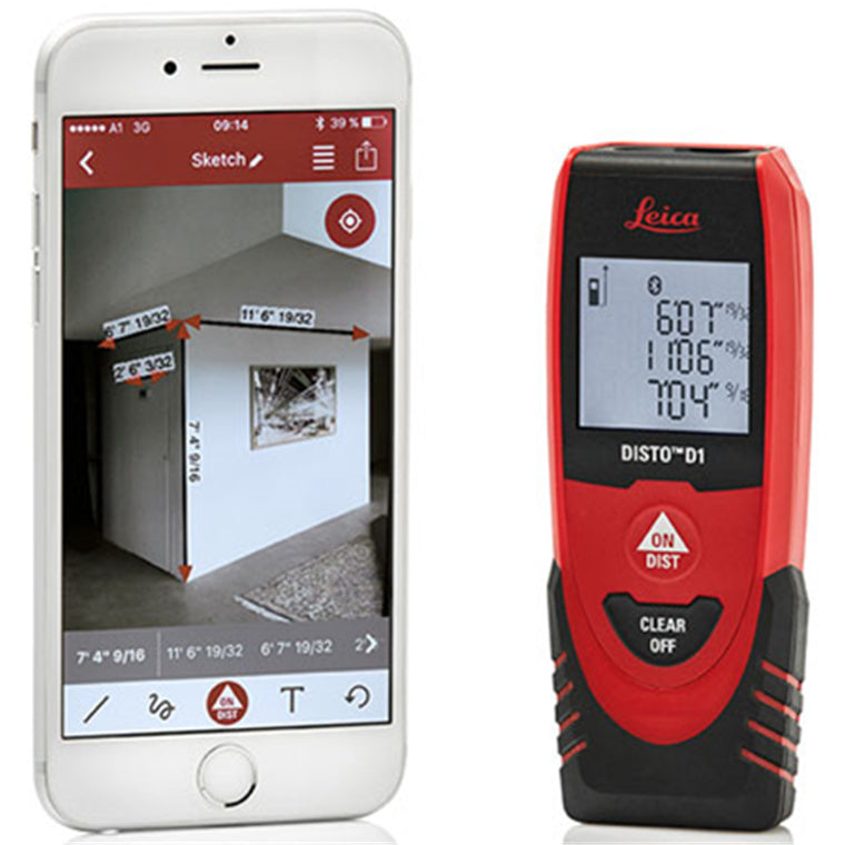 Leica Disto D1 Laser Distance Meter-40 Metre Range (843418), 3 V, Red/Black
