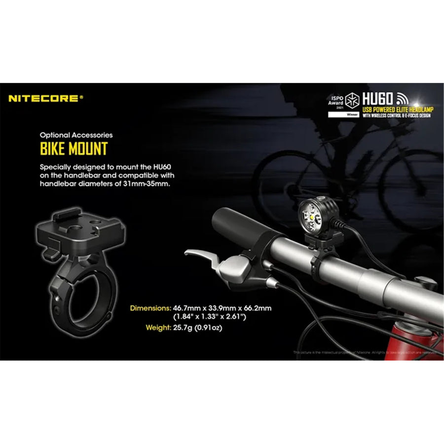 HU60MOUNT - NITECORE BIKE MOUNT AND HELMET STRAP FOR HU60