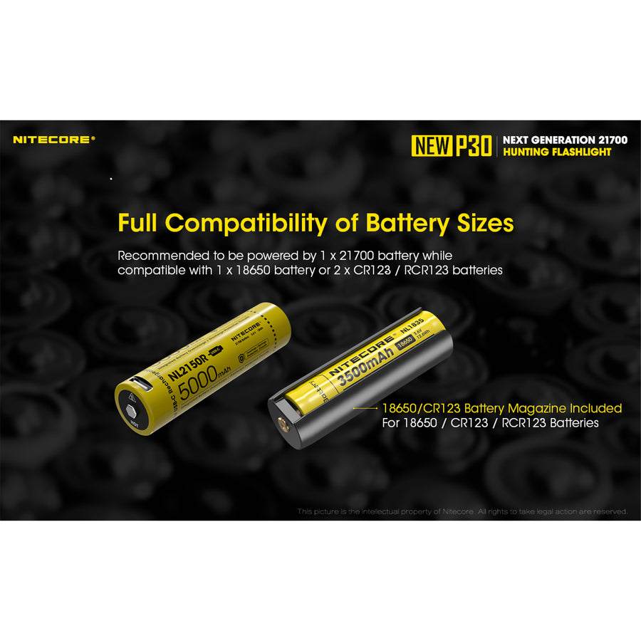 NEWP30SET - NITECORE NEW P30 LONG THROW TORCH NL2150R BATTERY INCLUDED