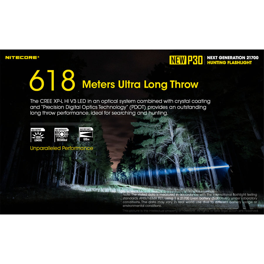 NEWP30SET - NITECORE NEW P30 LONG THROW TORCH NL2150R BATTERY INCLUDED
