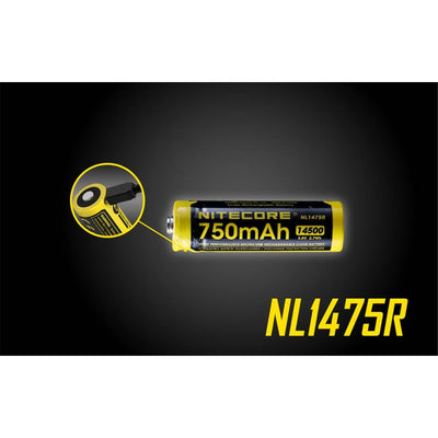 NL1475R - NITECORE LI-ION RECHARGEABLE 14500 BATTERY 3.7V 750MAH