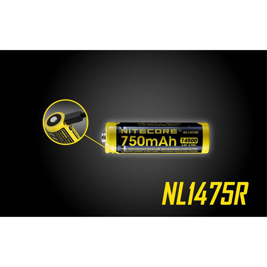 NL1475R - NITECORE LI-ION WIEDERAUFLADBARE 14500 BATTERIE 3.7V 750MAH