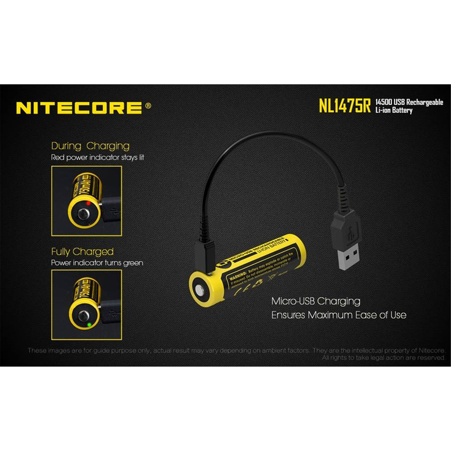 NL1475R - NITECORE LI-ION WIEDERAUFLADBARE 14500 BATTERIE 3.7V 750MAH