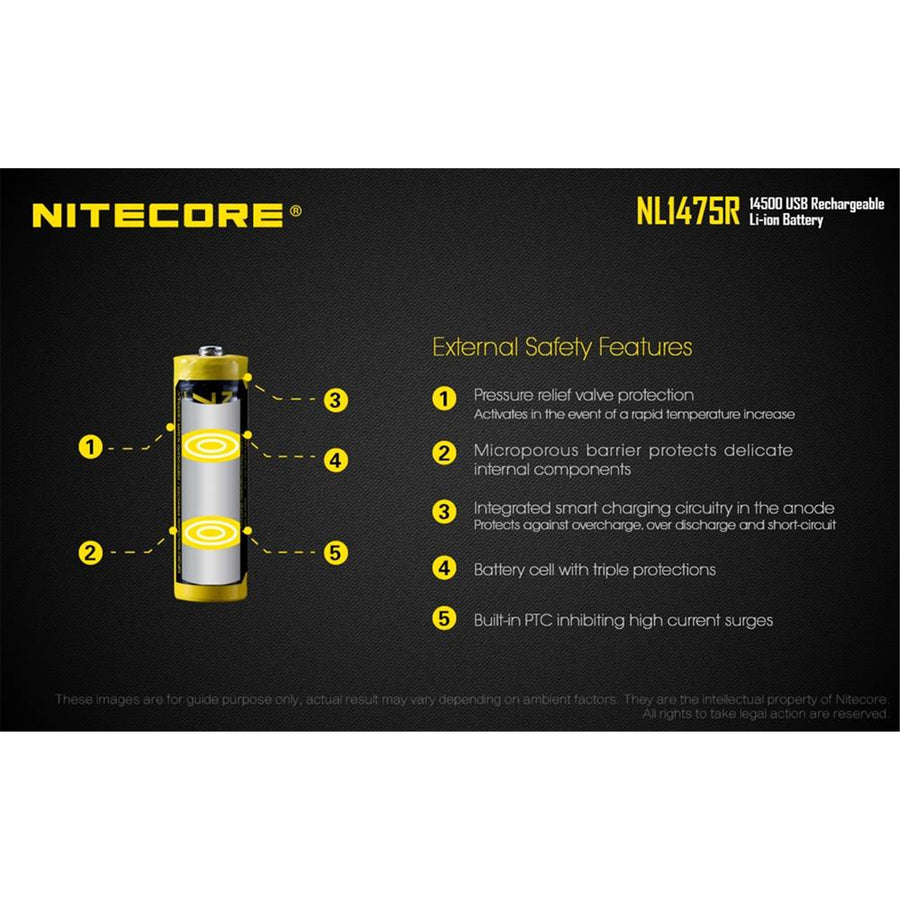 NL1475R - NITECORE LI-ION WIEDERAUFLADBARE 14500 BATTERIE 3.7V 750MAH
