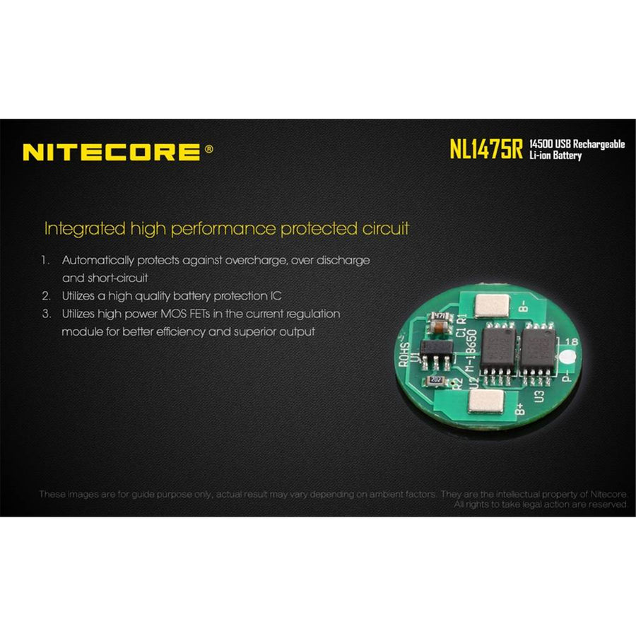 NL1475R - NITECORE LI-ION WIEDERAUFLADBARE 14500 BATTERIE 3.7V 750MAH