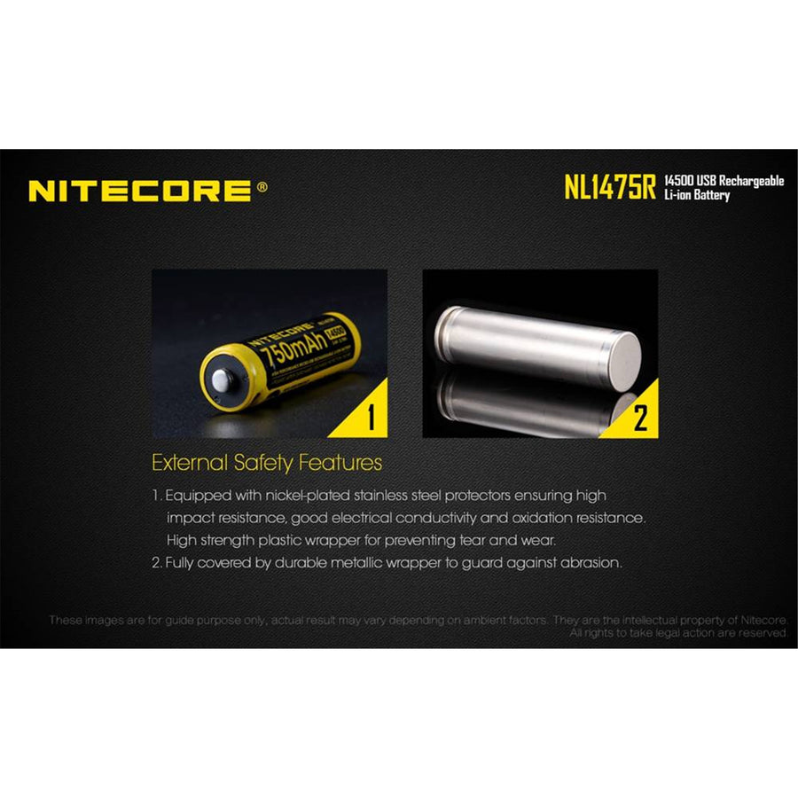 NL1475R - NITECORE LI-ION WIEDERAUFLADBARE 14500 BATTERIE 3.7V 750MAH