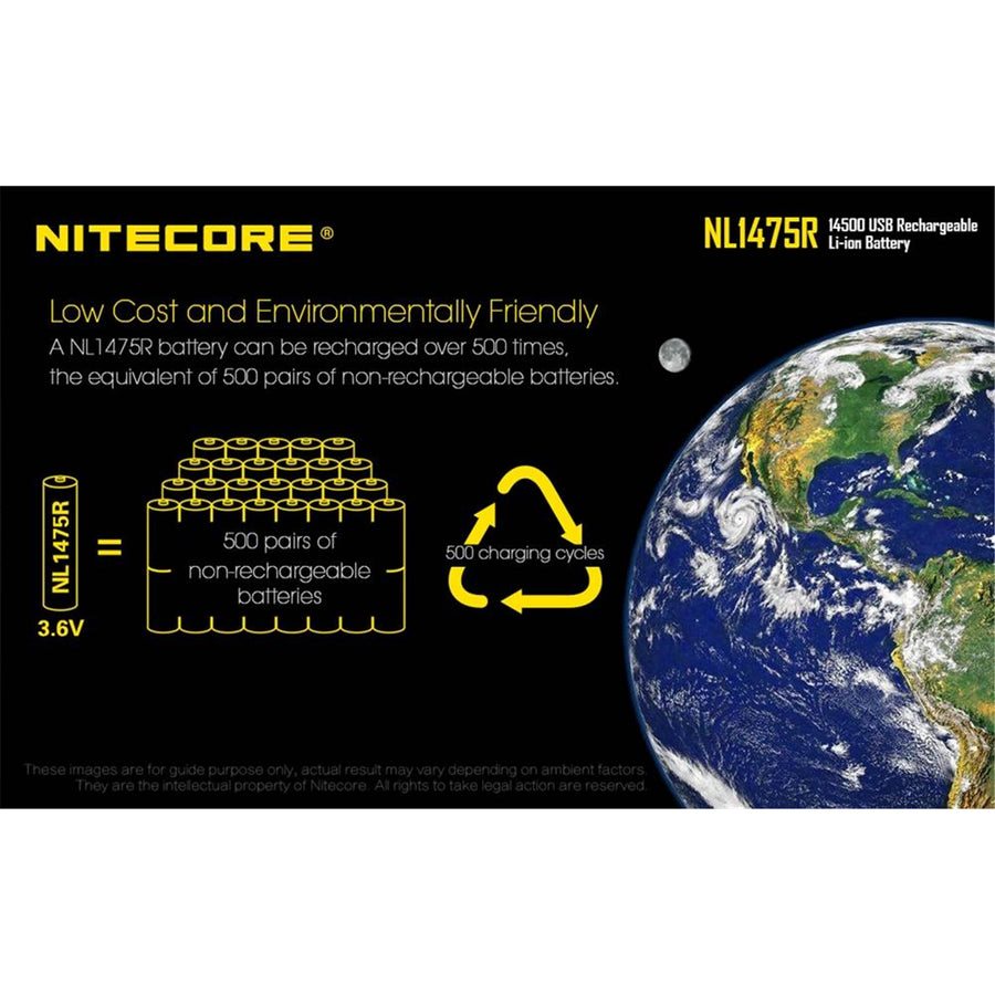 NL1475R - NITECORE LI-ION WIEDERAUFLADBARE 14500 BATTERIE 3.7V 750MAH