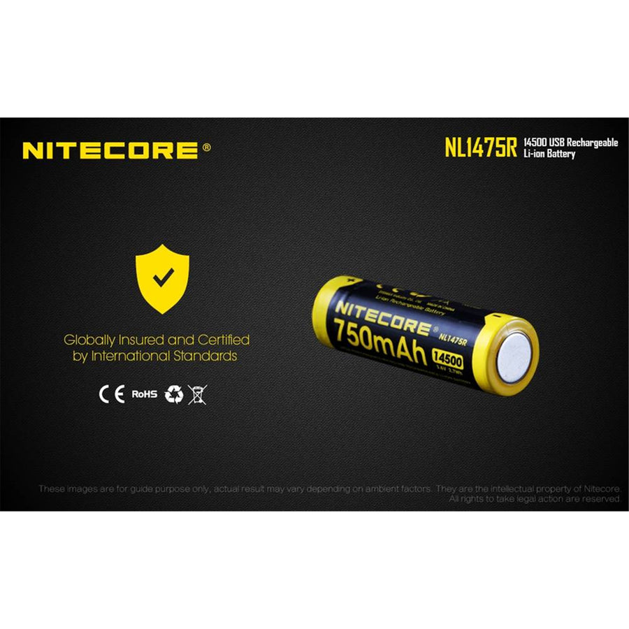 NL1475R - NITECORE LI-ION WIEDERAUFLADBARE 14500 BATTERIE 3.7V 750MAH