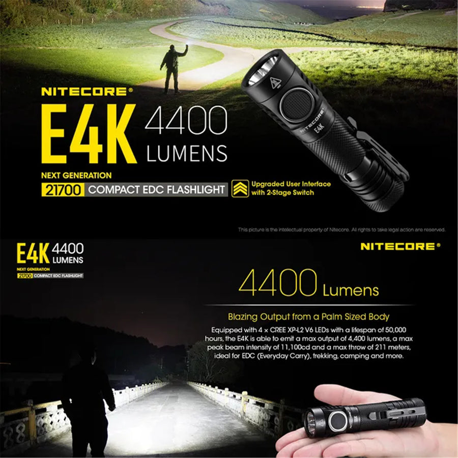 E4K - NITECORE E4K 4400 LUMEN EDC TORCH