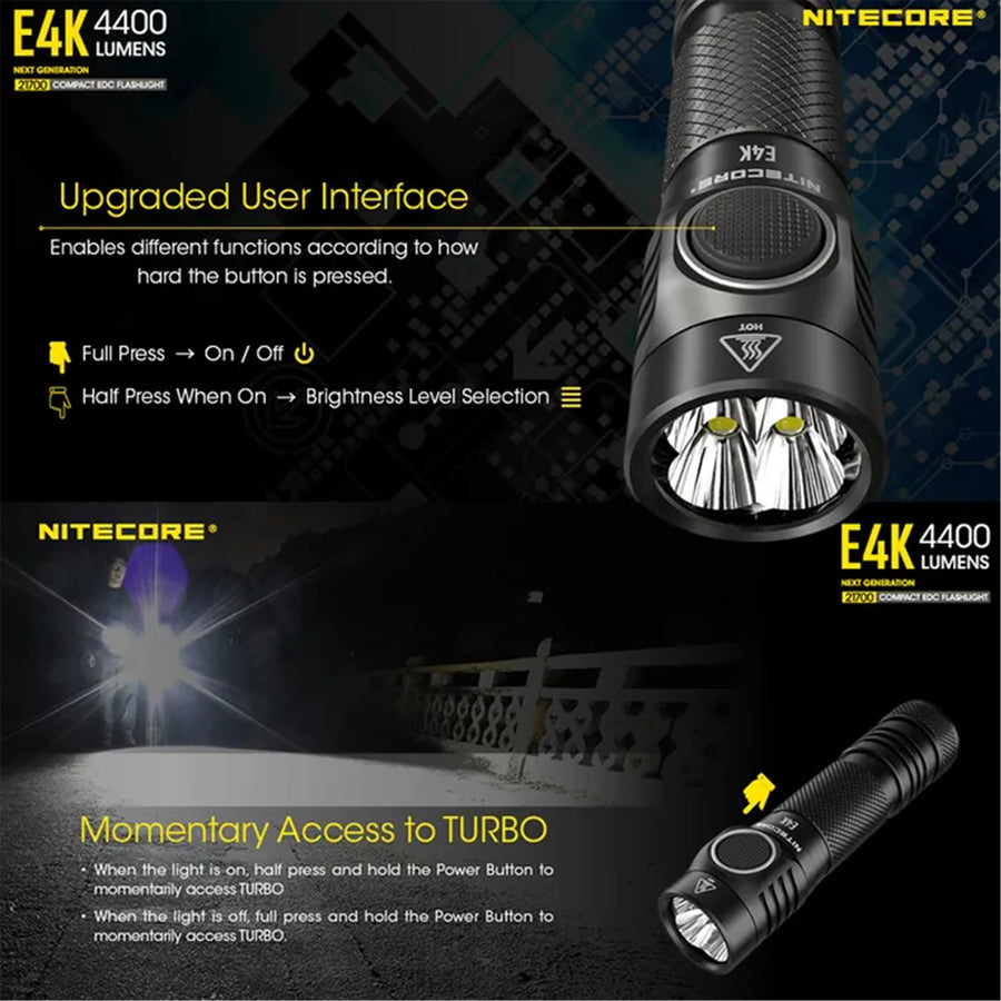 E4K - NITECORE E4K 4400 LUMEN EDC TORCH