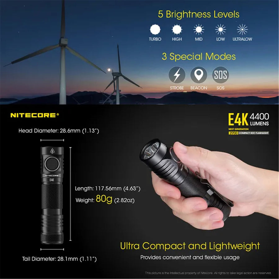 E4K - NITECORE E4K 4400 LUMEN EDC TORCH