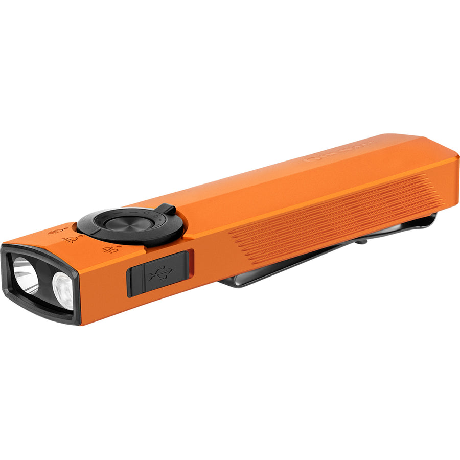 Olight ArkPro Flat Unibody EDC Flashlight (Orange CW) 4 Lights, 7 Configurations, UV, 1500 Lumens, 205M Beam, Internal 2000mah Battery