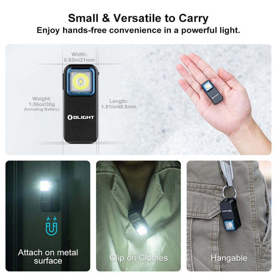Olight Oclip Clip Light (Black) Dual Light Source, Max 300 Lumen, 70M