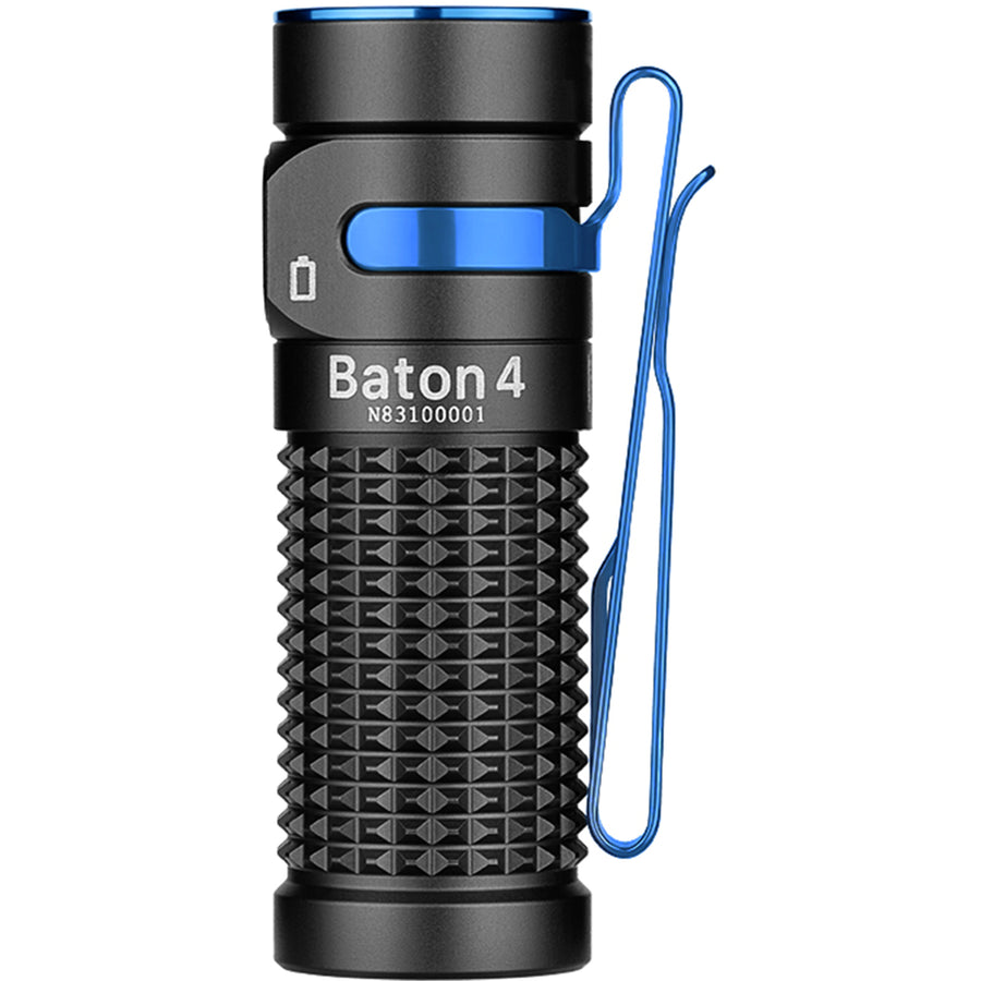 Olight Baton 4 Powerful EDC Flashlight (Black) 1300LM, 170M, Brightness Indicator, USB-C