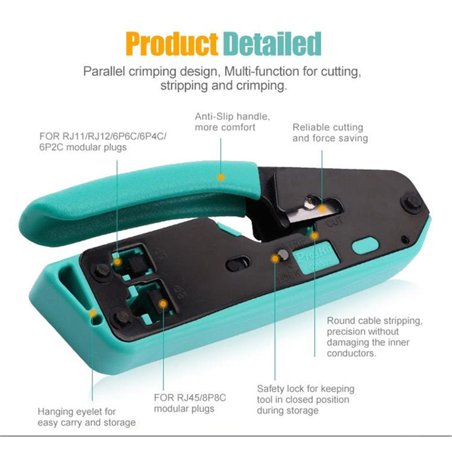 ProsKit CP-333 Modular Plug Network Crimping Tool 6P 8P RJ45 RJ11 RJ12 Cat5e Cat6