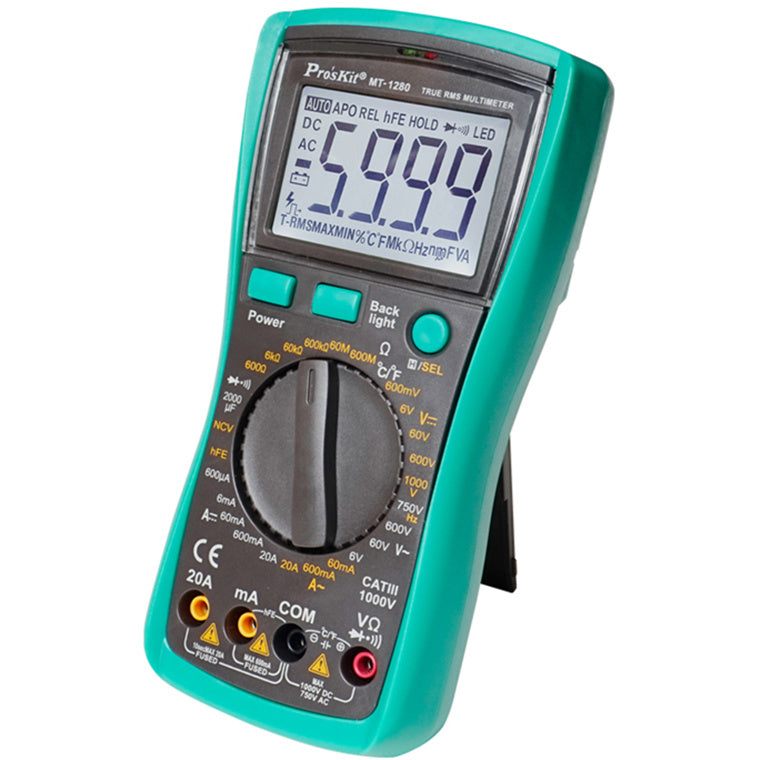 ProsKit MT-1280 3 5/6 Digital True RMS Multimeter, CAT III 1000V, AC True RMS, Large Capacitance Test