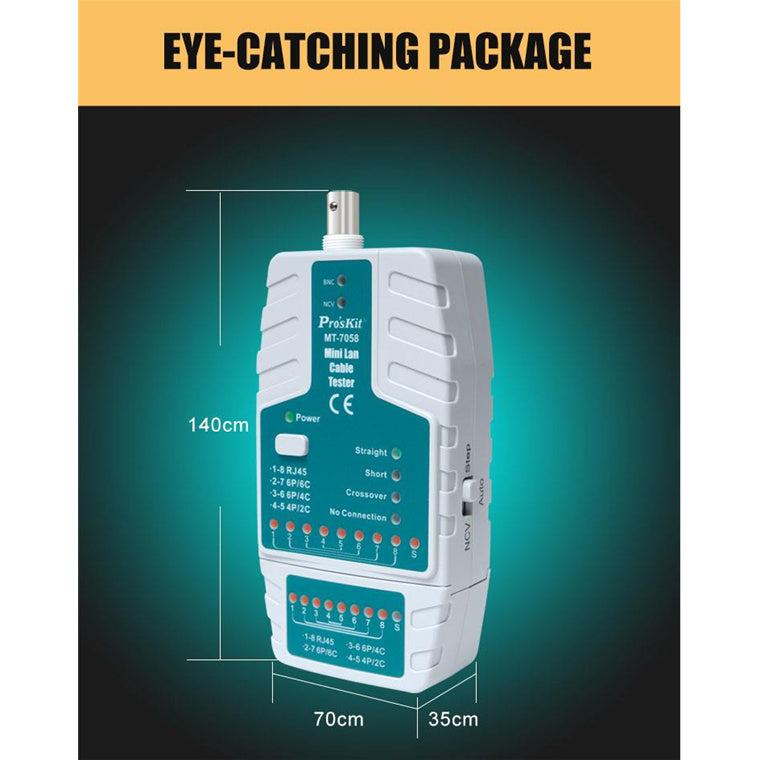 ProsKit MT-7058 Wire Tester Mini Lan Ethernet Cable Tester Multifunctional Network Cable Tester RJ45 RJ11 RJ12 Cat5 Cat6