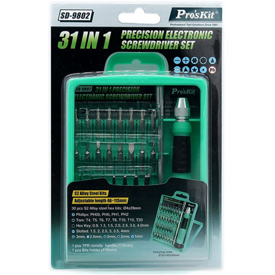ProsKit SD-9802 Screwdriver For Precision Electronic 31 in 1 Per Set Suitable for Laptop & Mobile Repair For Electronic Device