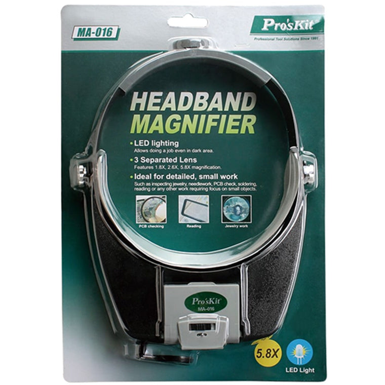 ProsKit MA-016 Personal Headband Magnifier With Led Light