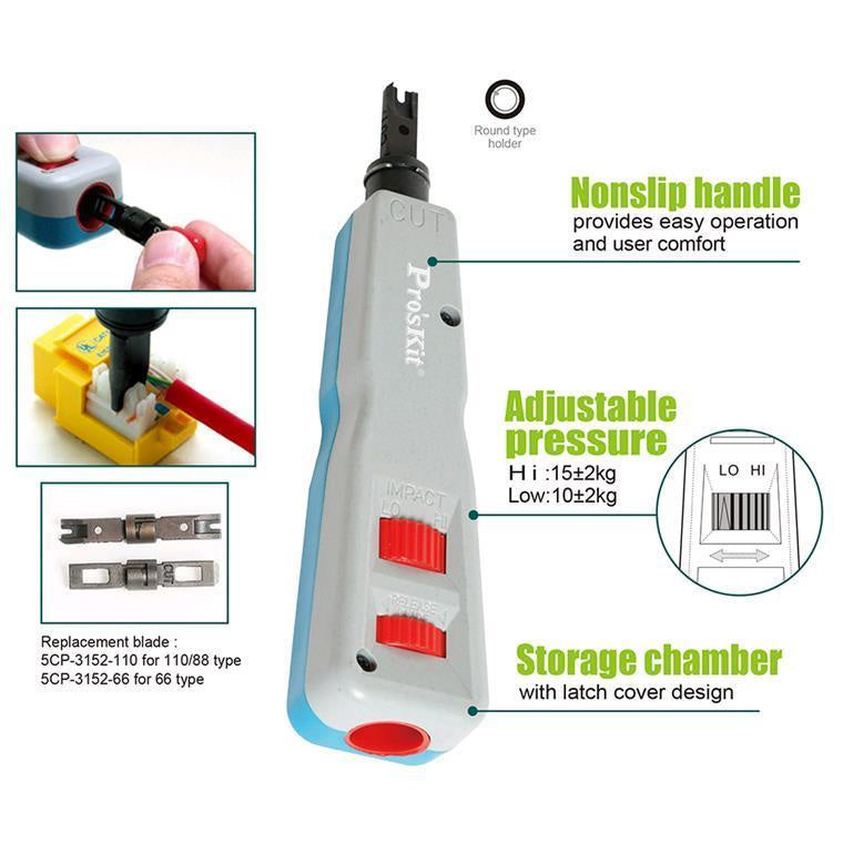 ProsKit CP-3152 Impact and Punch Down Tool With 110 / 88 Blade